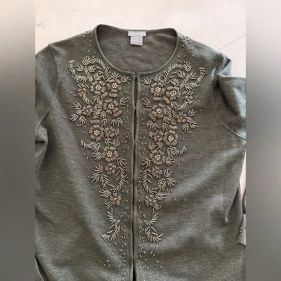 Ann Taylor Ultra Fine Merino Wool Beaded Cardigan Sz S - Picture 8 of 11